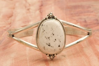 Genuine White Buffalo Turquoise Sterling Silver Native American Bracelet